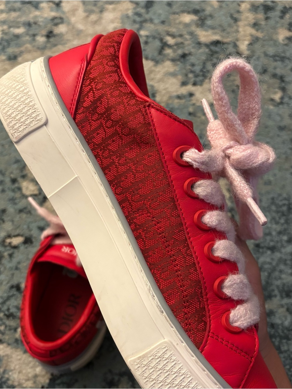 Dior B33 Sneakers with Pink Fuzzy Laces Size 42 9US Worn lightly No Box - Picture 6 of 8